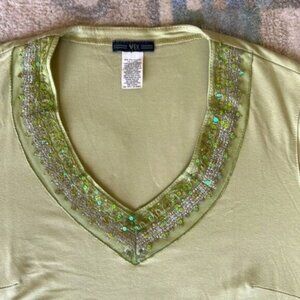 HP Green Beaded 3/4 Sleeve Top <3